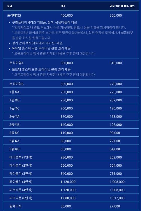 토트넘 세비야FC 예매 가격정보