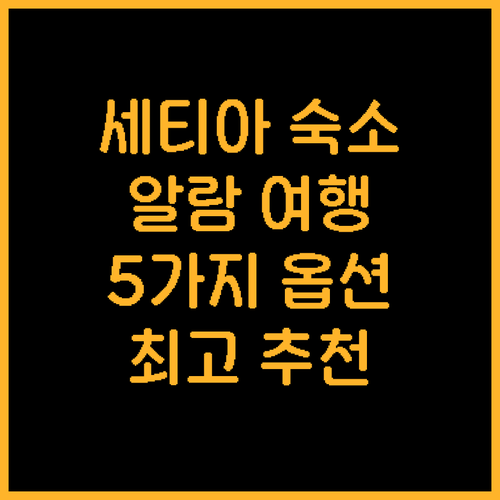 세티아 알람 여행 숙소 고민 끝 최적