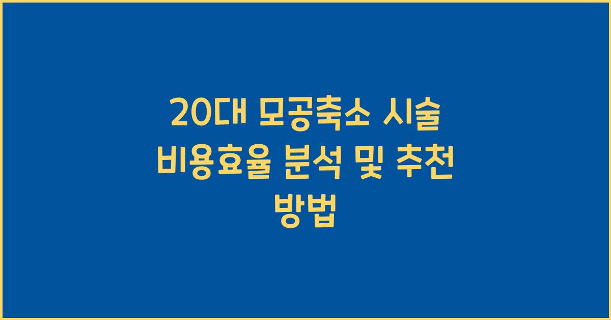 20대 모공축소 시술 비용효율 분석