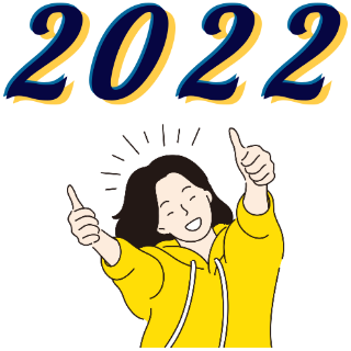 2022-숫자-아래에-웃으면서-양손-엄지를-올리는-여자가-있다