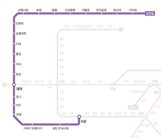 부산 지하철 노선도 부산김해경전철 이미지 01