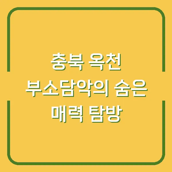 충북 옥천 부소담악의 숨은 매력 탐방