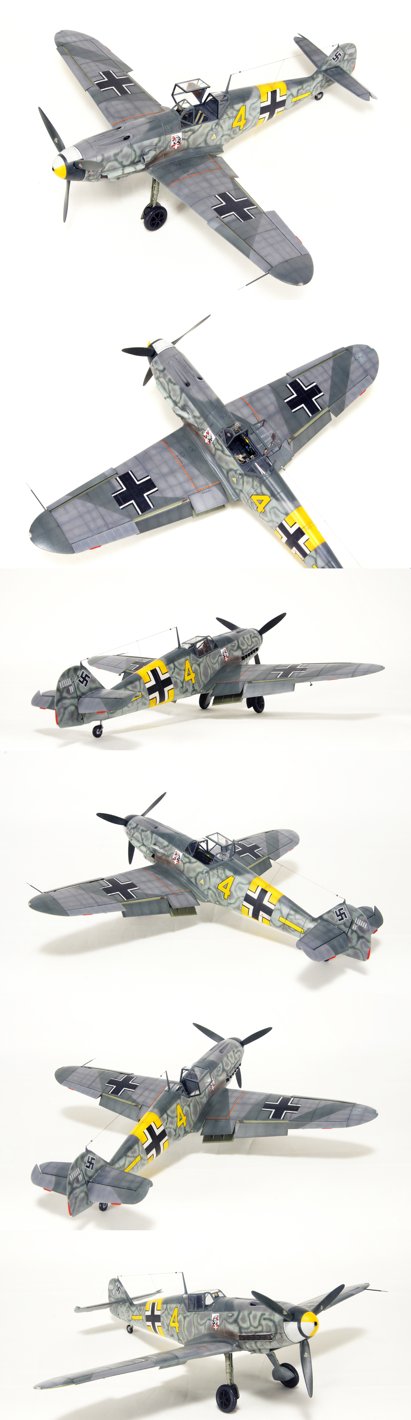 【オファー】完成品 1/48 Bf109 F-2. Yellow 4 . 6 / Jg 54 . (キャノピー開閉可能) 完成品