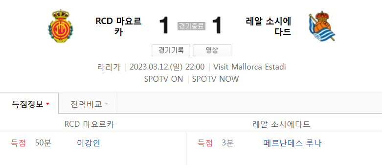  라리가 22/23 시즌 25라운드 - RCD 마요르카 VS 레알 소시에다드 경기 이강인 하이라이트 (이강인 시즌 3호골)