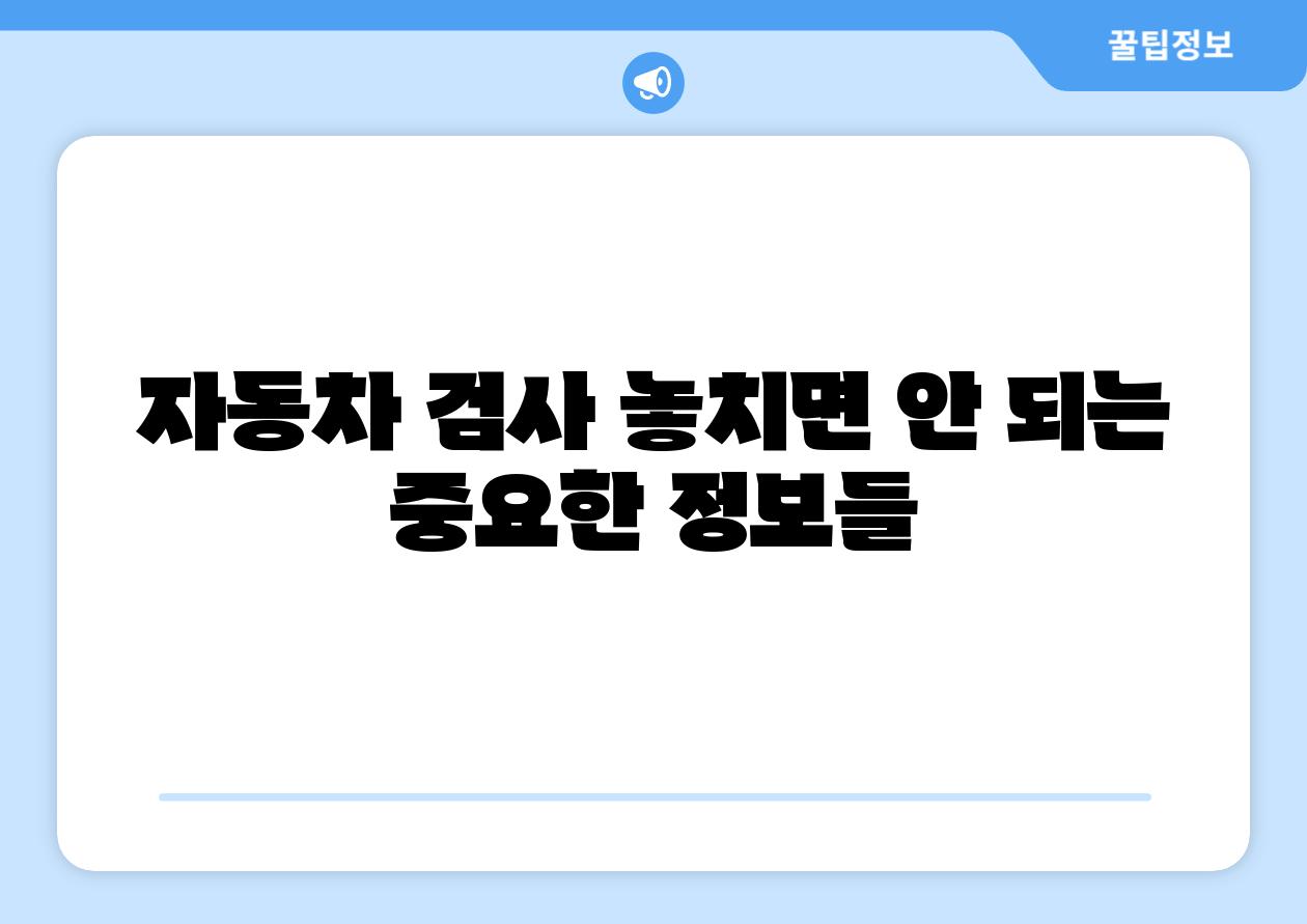 자동차 검사 놓치면 안 되는 중요한 정보들