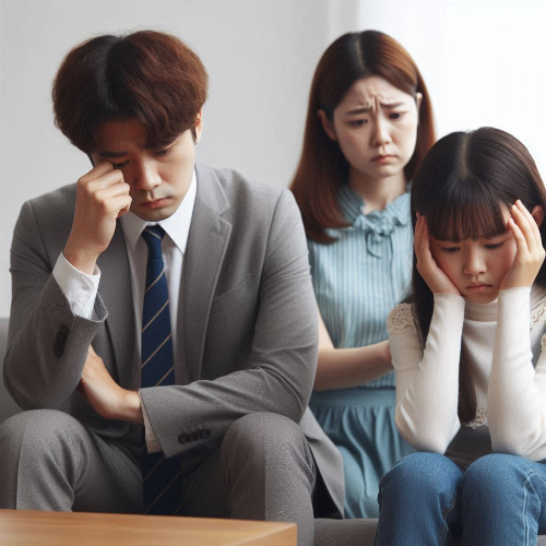 투통으로 힘들어 하는 가족