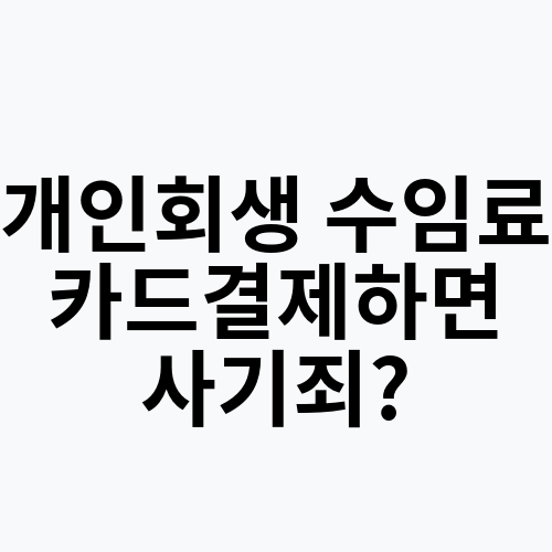 개인회생 수임료 카드결제하면 사기죄?