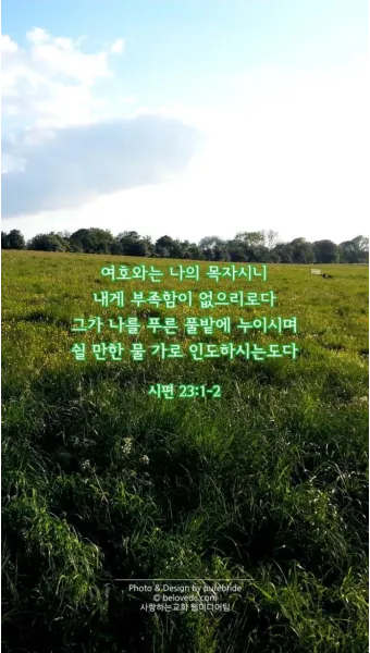 시편 23장 1절 읽기 - 여호와는 나의 목자시니 내게 부족함이 없으리로다_15