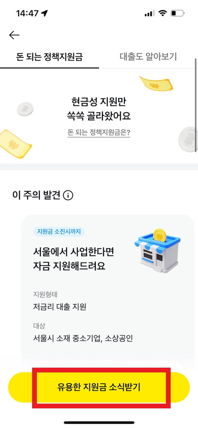 카카오페이 정책지원금 알림서비스 신청방법, 활용팁