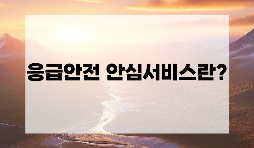 1. 응급안전 안심서비스란?