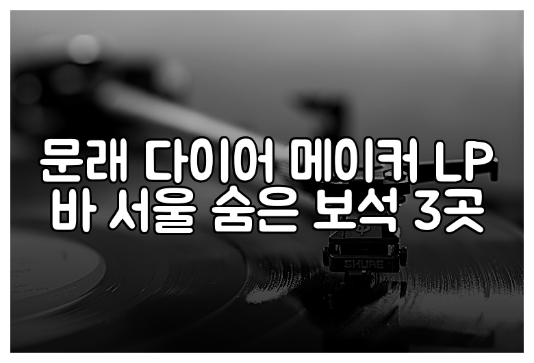 문래 다이어 메이커 LP 바 서울 숨은 보석 3곳
