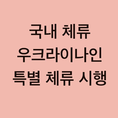  국내 거주 우크라이나인 인도적 특별체류 조치 시행