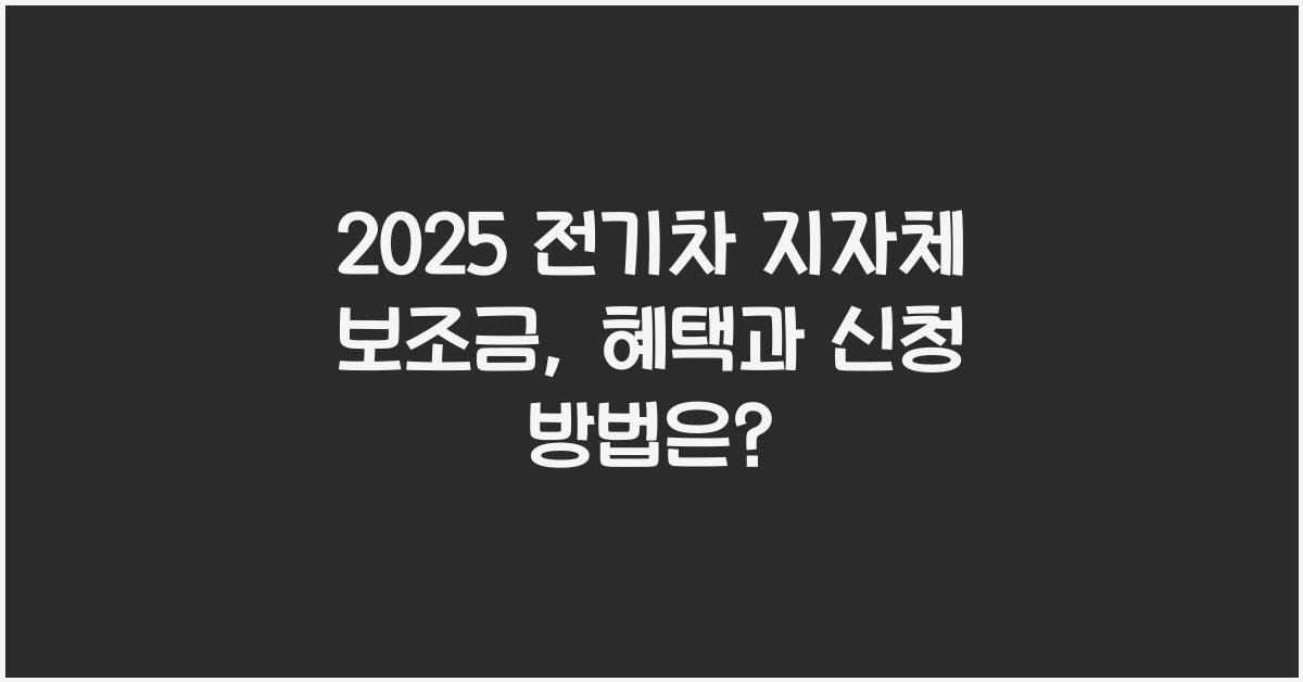 2025 전기차 지자체 보조금