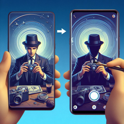 카메라로 사람을 촬영하는 스마트폰 화면