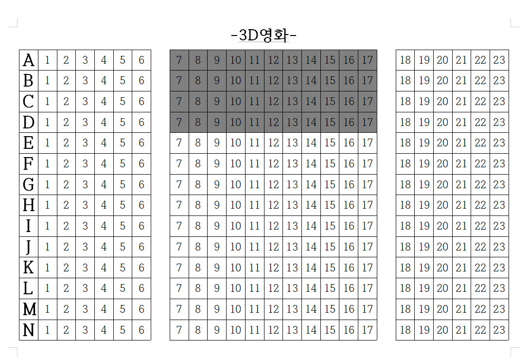 3D영화 볼때 좋은 명당자리 사진