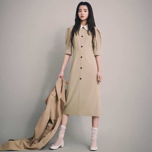잇미샤 볼륨 슬리브 카라넥 원피스 ITM3ZOP400