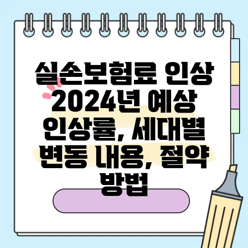 실손보험료 인상 2024년 예상 인상률, 세대별 변동 내용, 절약 방법