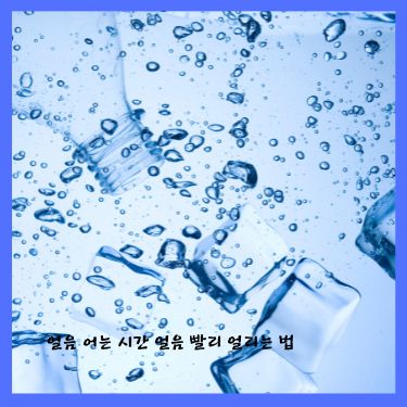 얼음 어는 시간 얼음 빨리 얼리는 법 