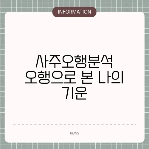 사주오행분석 오행으로 본 나의 기운