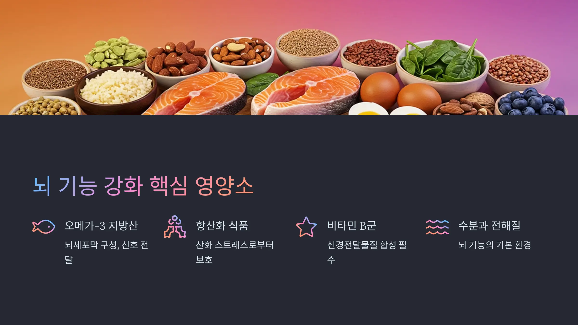뇌 기능을 강화하는 핵심 식품과 영양소들