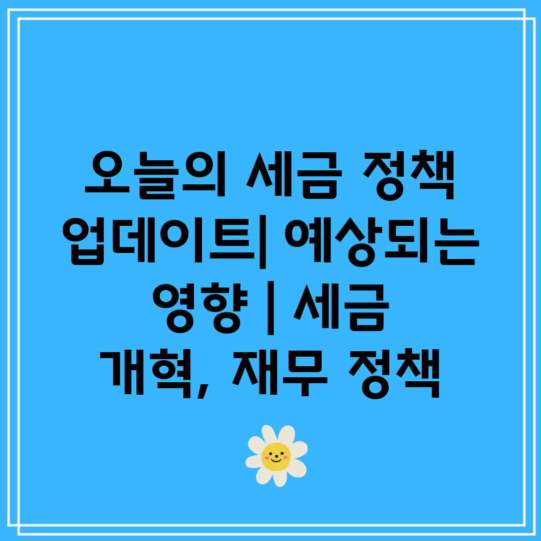 오늘의 세금 정책 업데이트 예상되는 영향  세금 개혁,