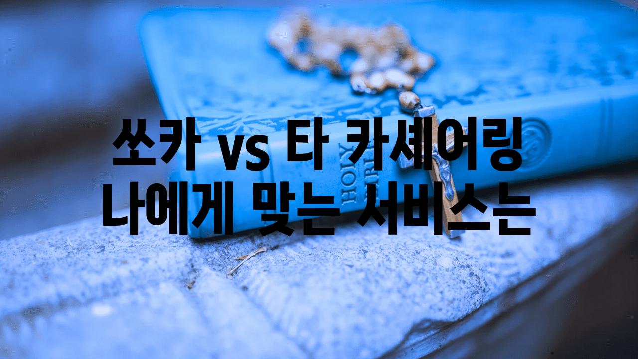 쏘카 vs 타 카셰어링 나에게 맞는 서비스는