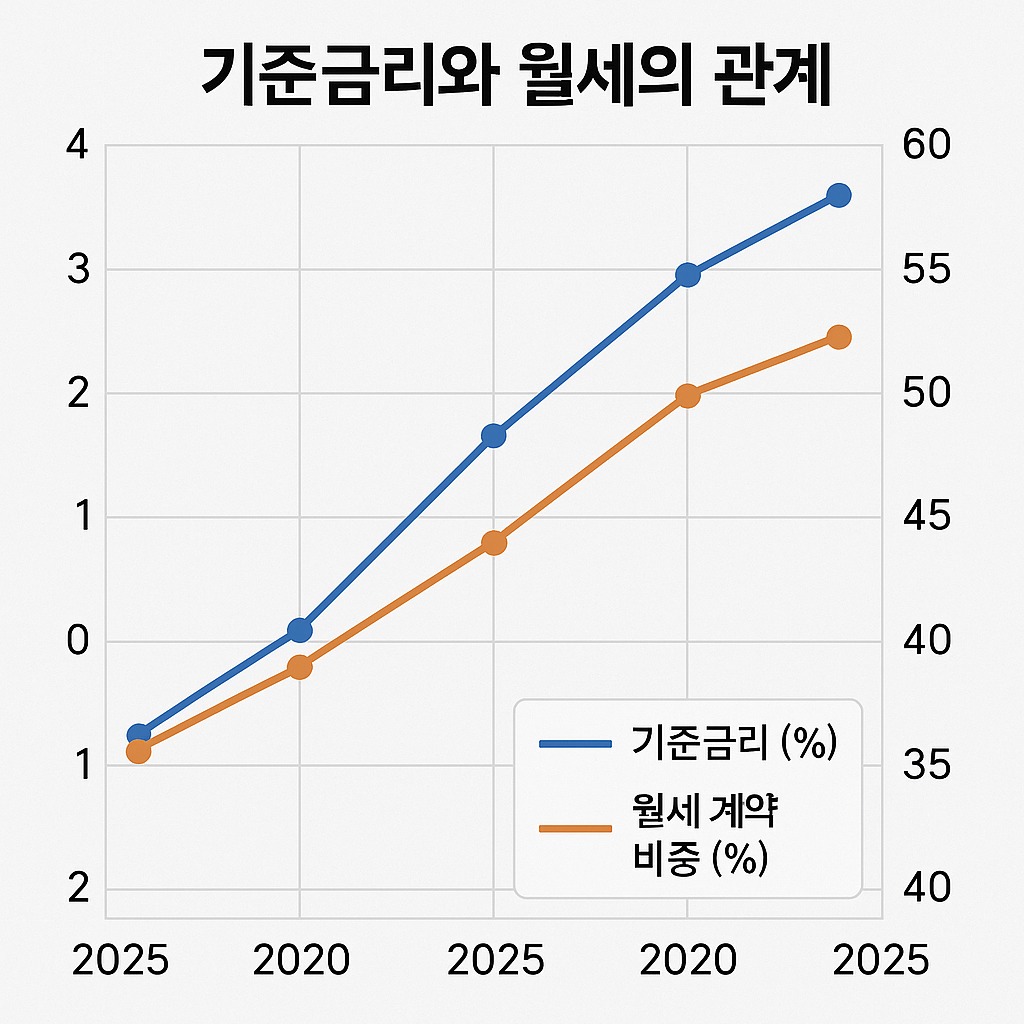 기준금리와 월세의 관계 그래프