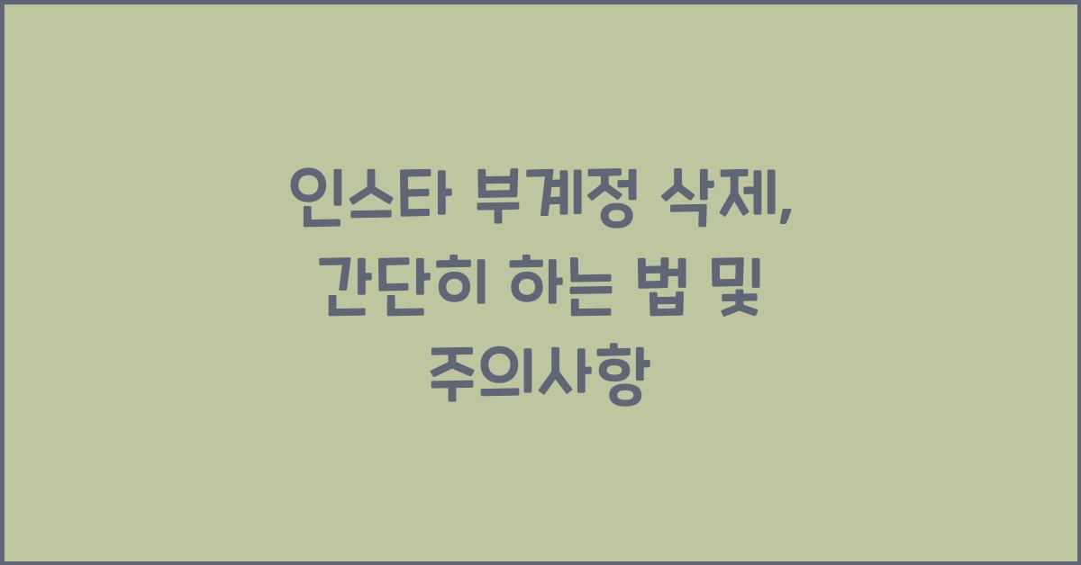 인스타 부계정 삭제