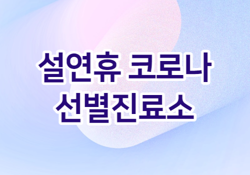 설연휴 대전시 코로나 선별진료소