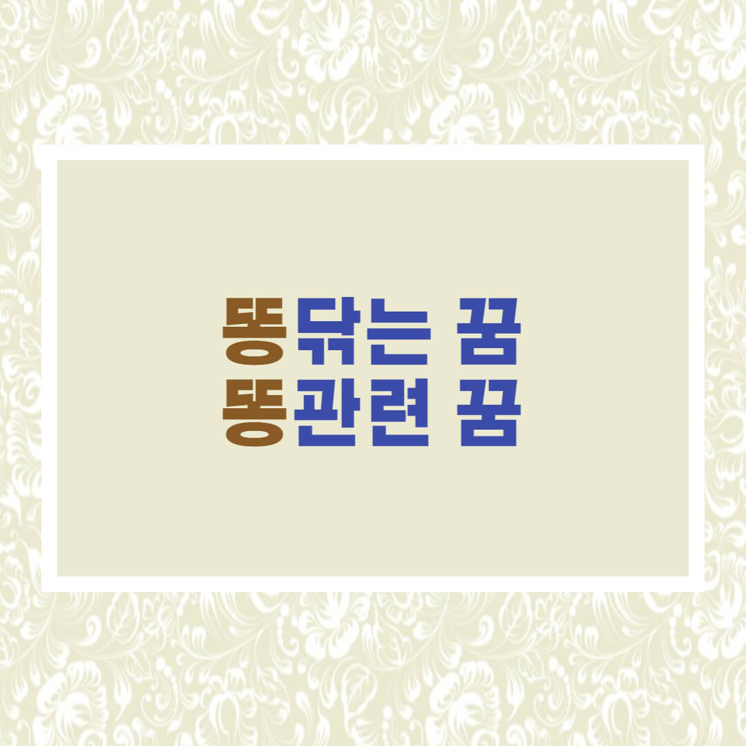  똥 닦는 꿈해몽 I 똥 관련 꿈해몽