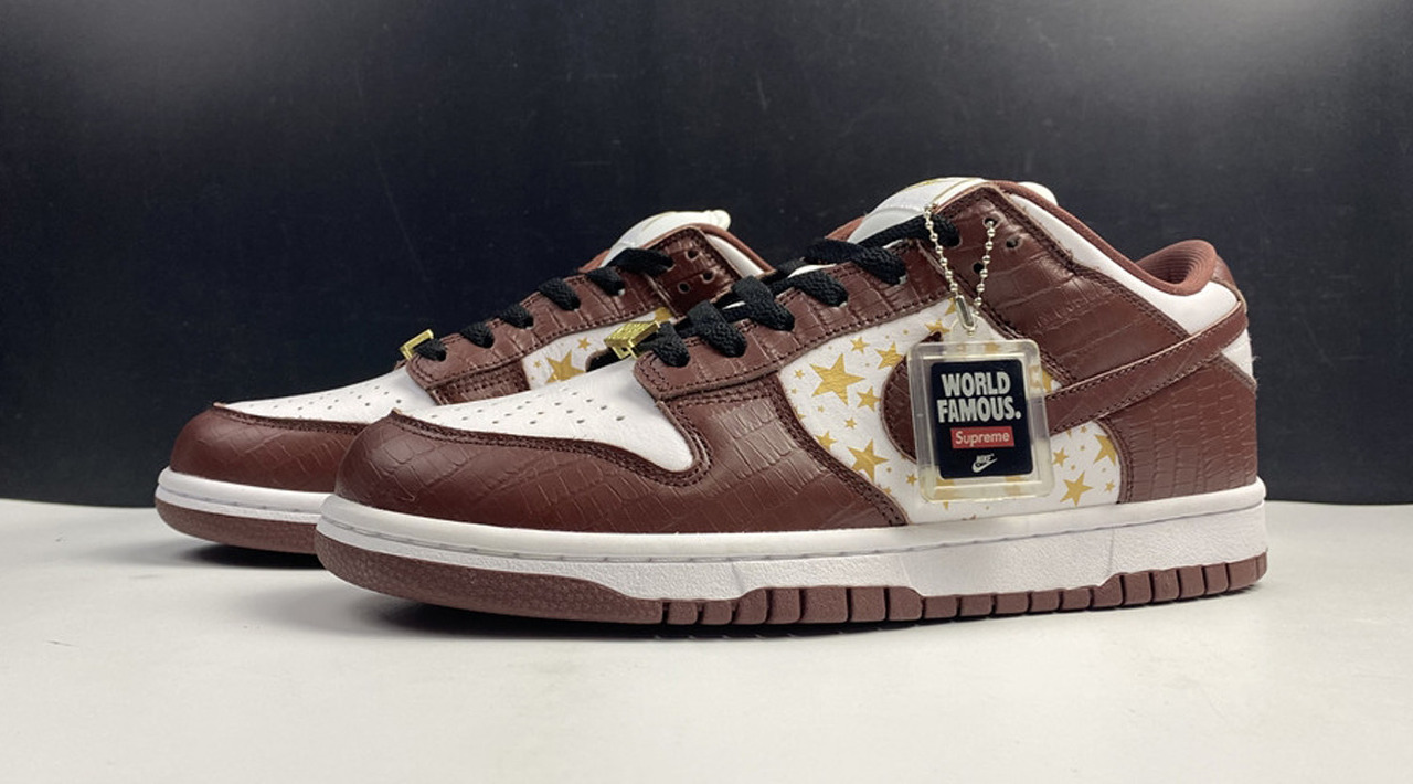  [NIKE x SUPREME] 나이키 X 슈프림 SB 덩크 로우 크로커다일 골드 브라운 DH3228-100