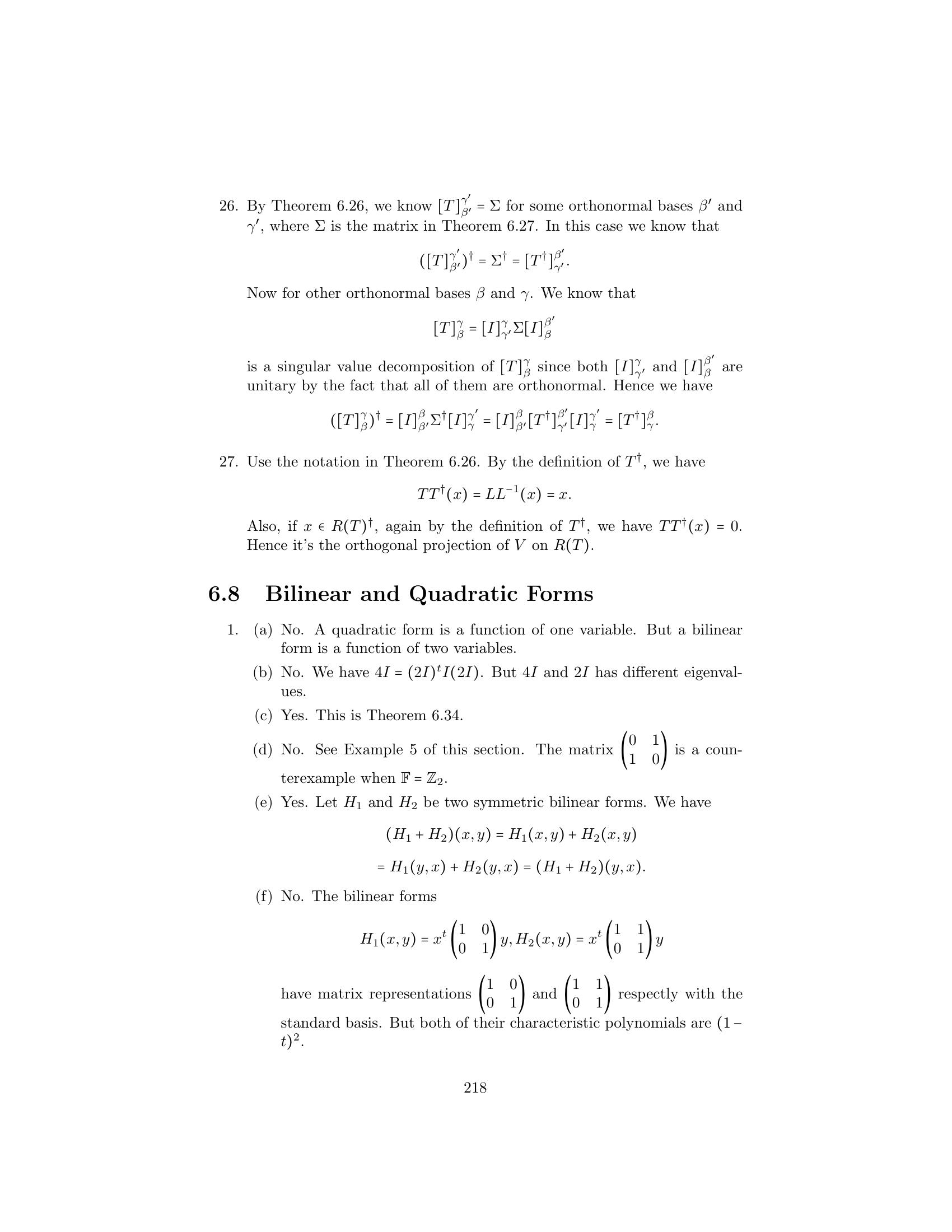 Solutions To Linear Algebra Stephen H Friedberg Fourth Edition Chapter 6