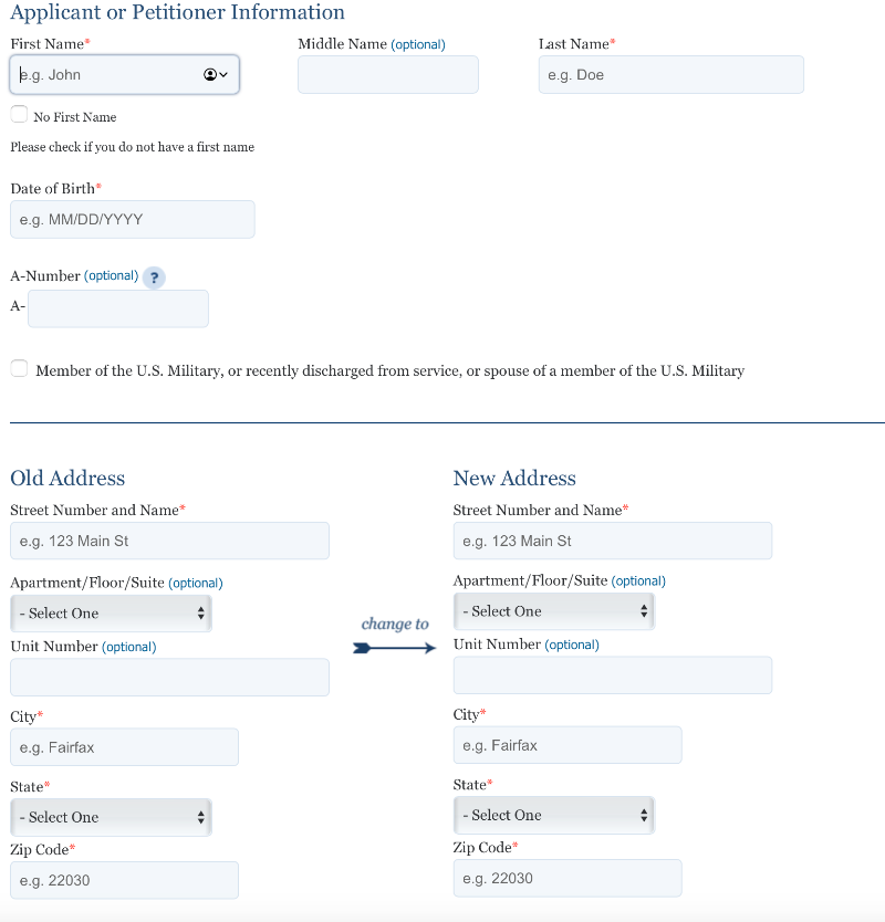 AR11 Form USCIS change of address