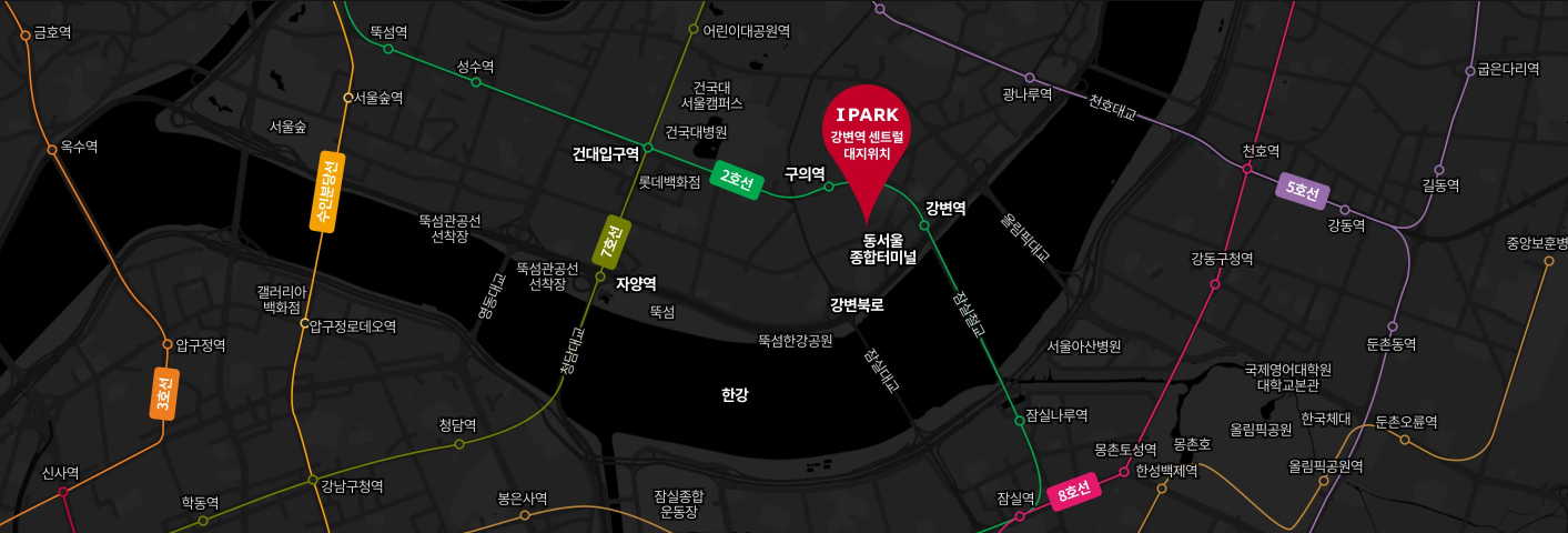 강변역 센트럴 아이파크 아파트 입지 지도