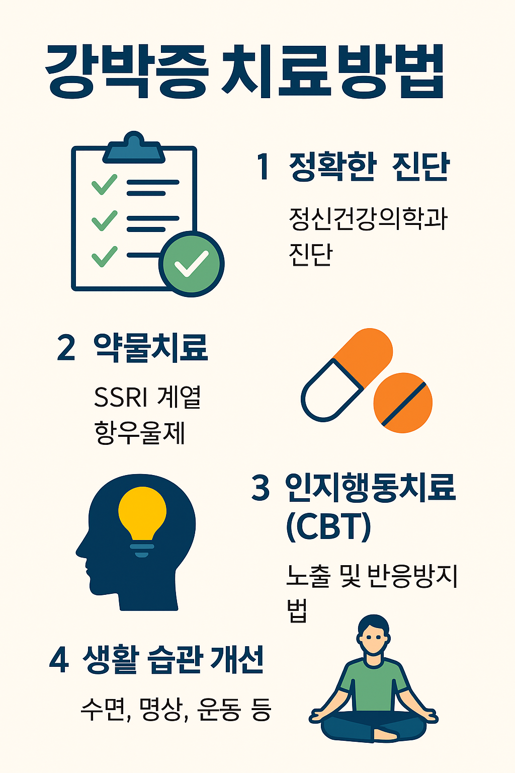 강박증 치료방법 요약 인포그래픽