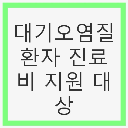 대기오염질환자 진료비 지원 대상과 혜택 알아보기
