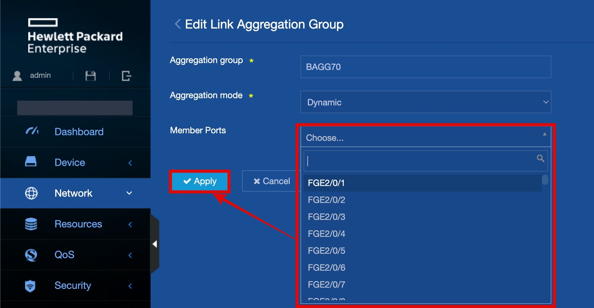 Link Aggregation Group 포트 설정