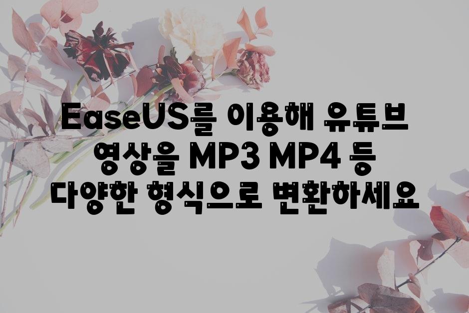 EaseUS를 이용해 유튜브 영상을 MP3 MP4 등 다양한 형식으로 변환하세요