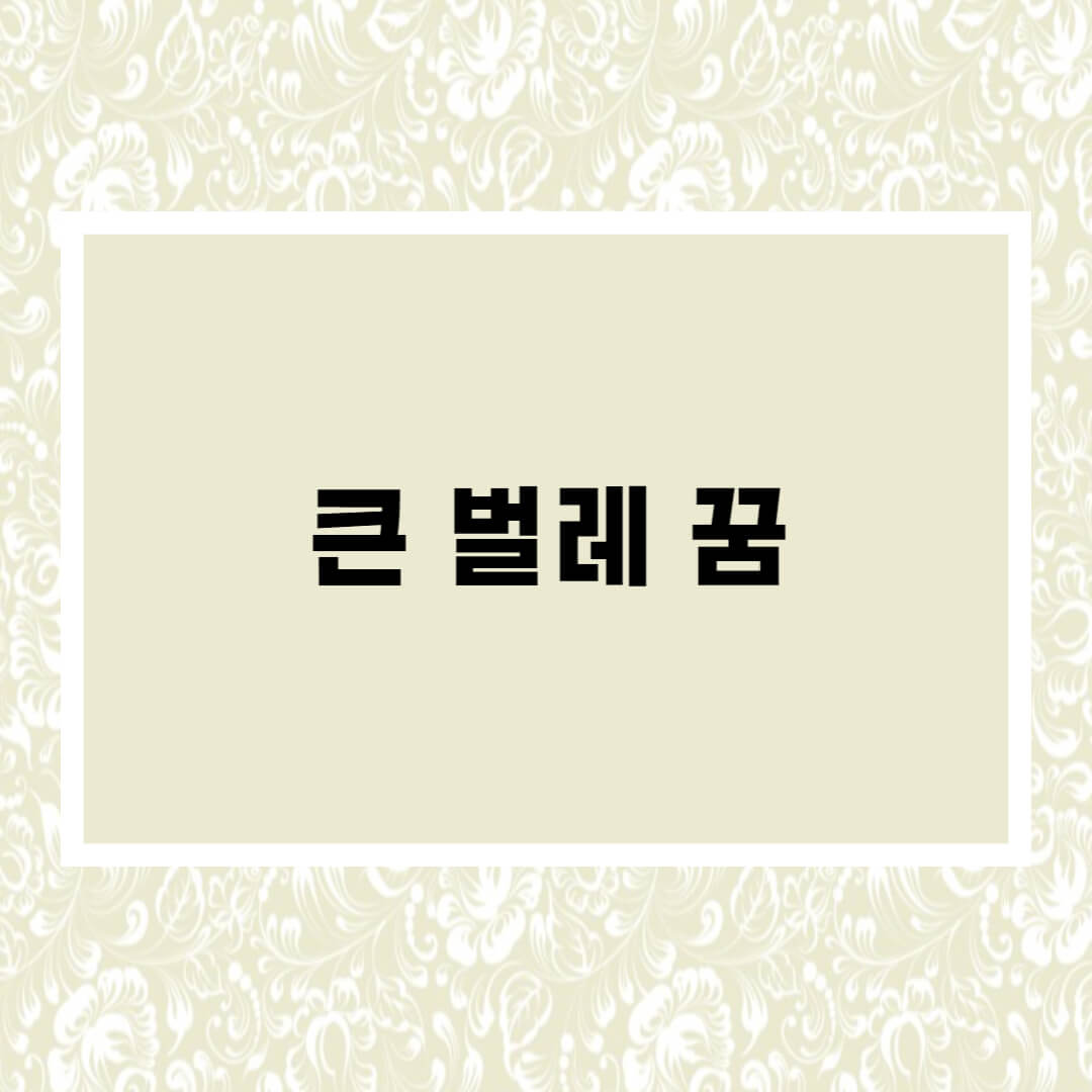  큰벌레 꿈해몽
