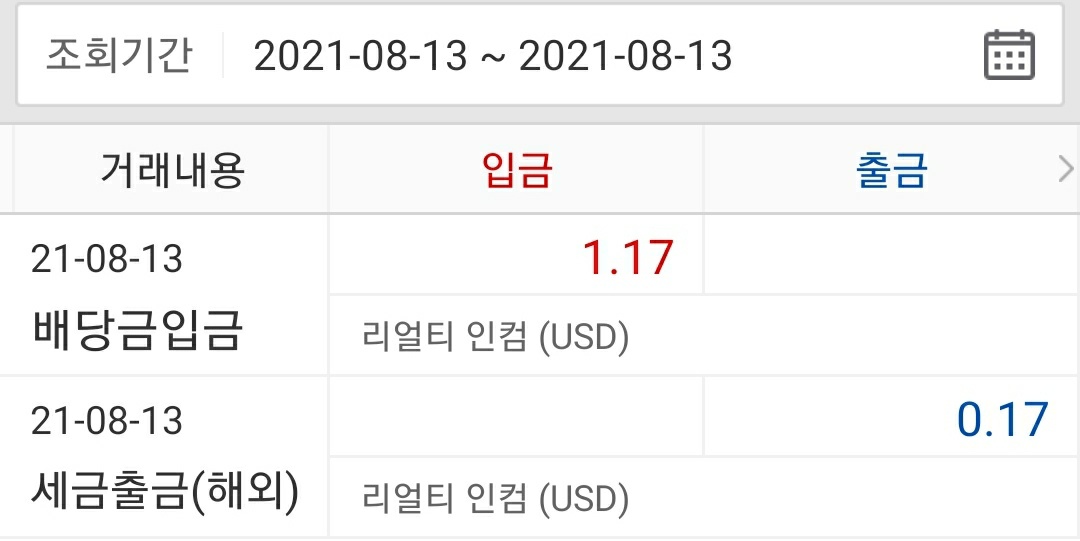  [08월 배당금 - 리얼티 인컴]