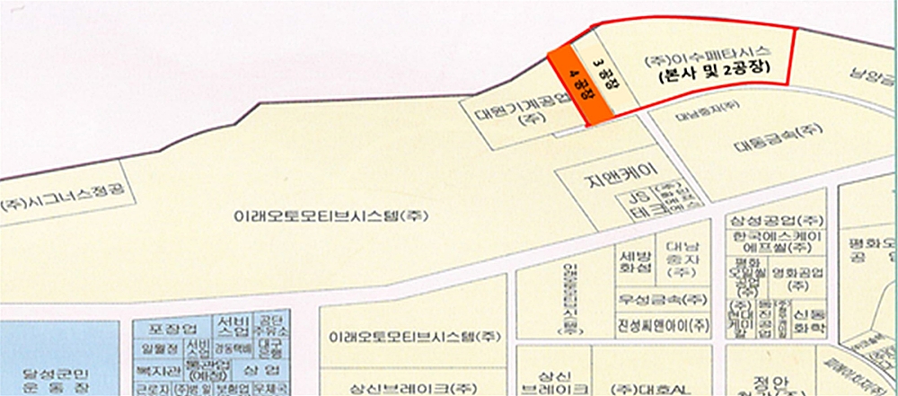 (주)이수페타시스 제4공장 위치도