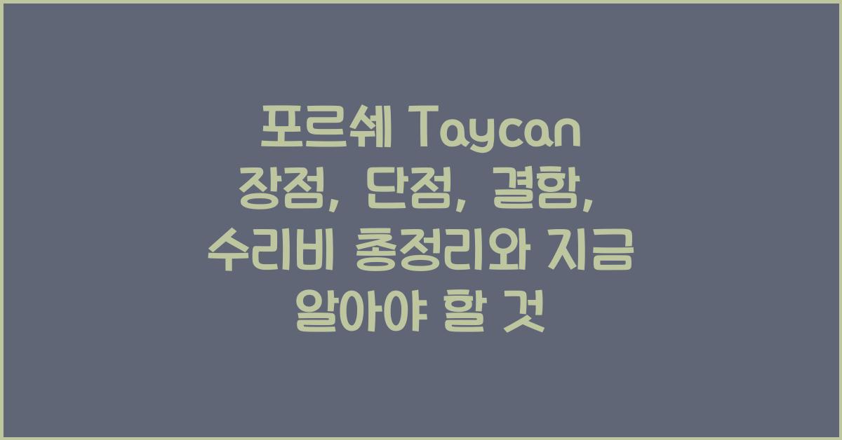 포르쉐 Taycan 장점, 단점, 결함, 수리비 총정리