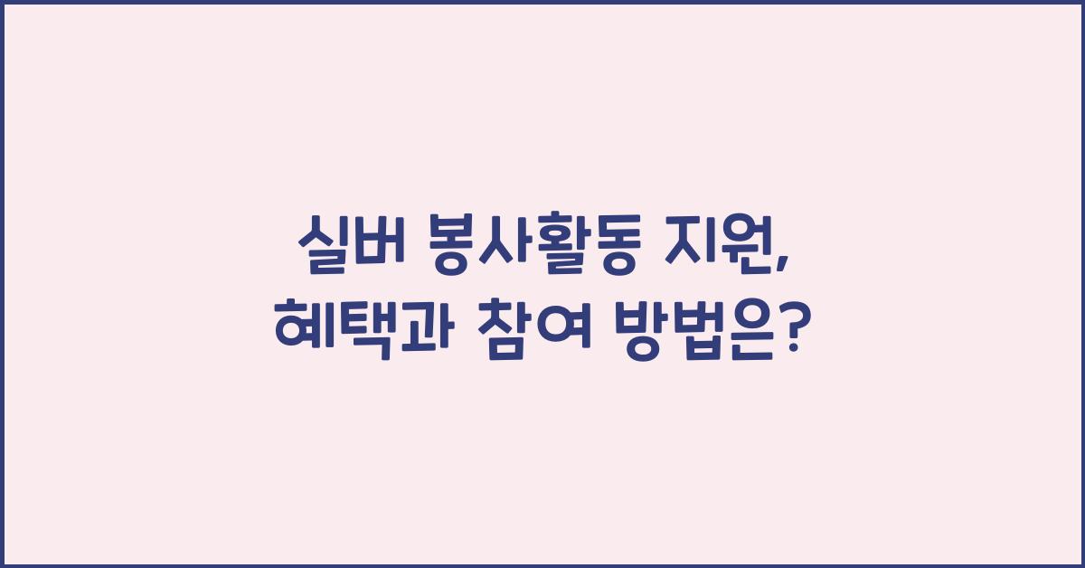 실버 봉사활동 지원