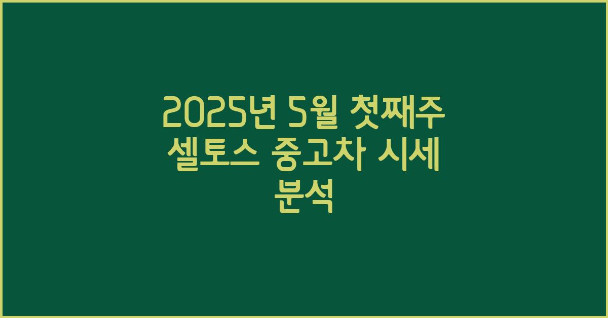 2025년 5월 첫째주 셀토스 중고차 가격