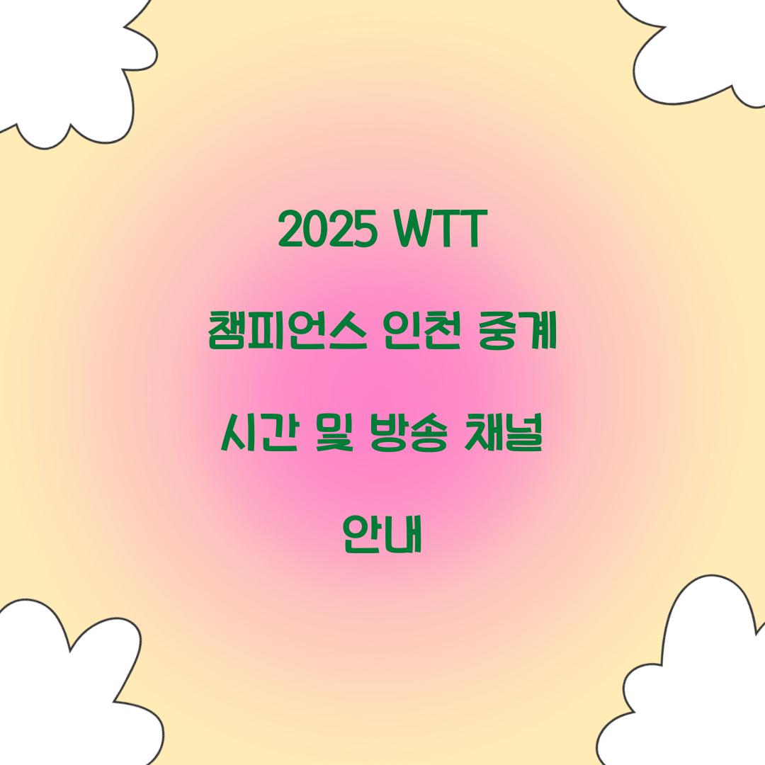2025 WTT 챔피언스 인천 중계