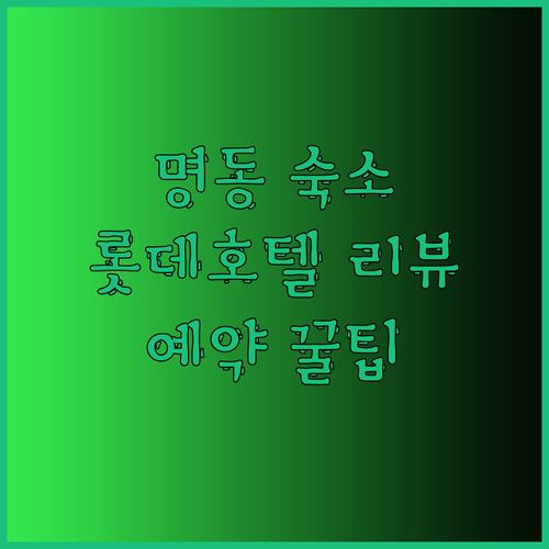 명동 숙소 고민 끝! 롯데호텔 롯데시