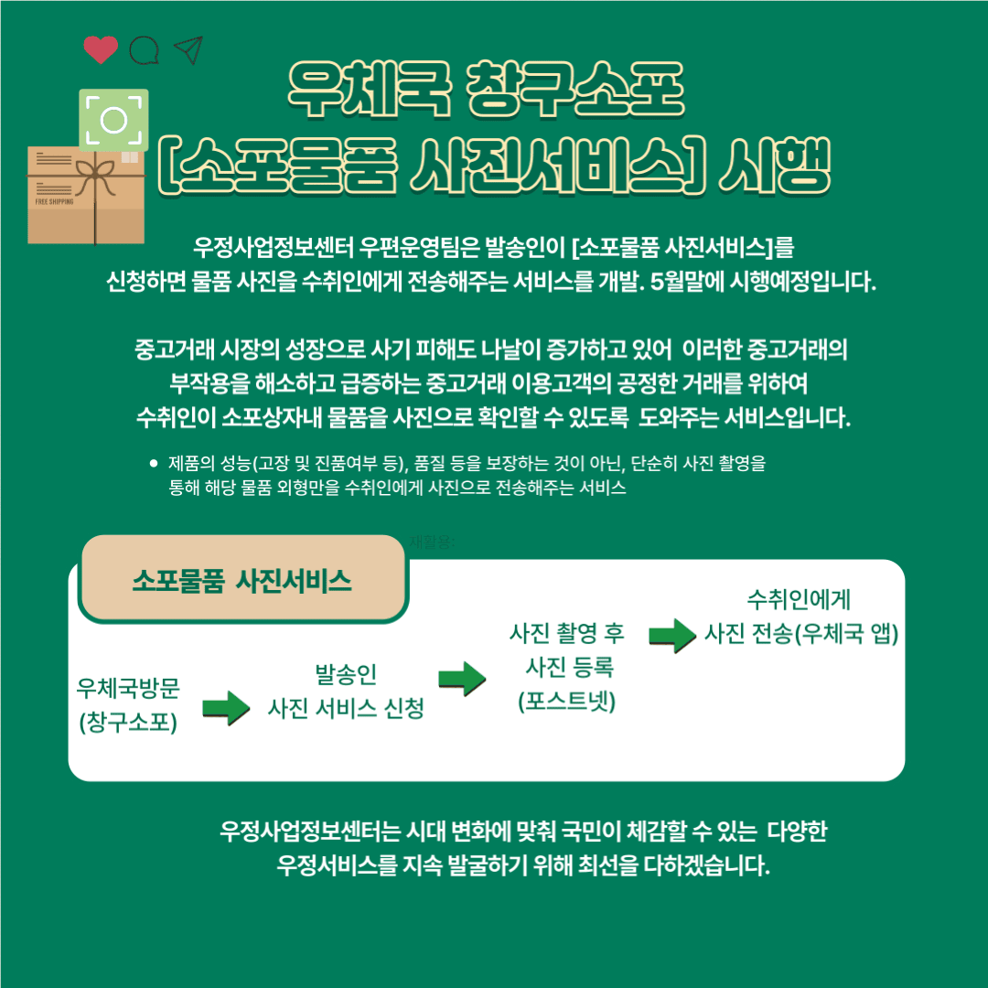 우체국 소포 물품 사진 서비스