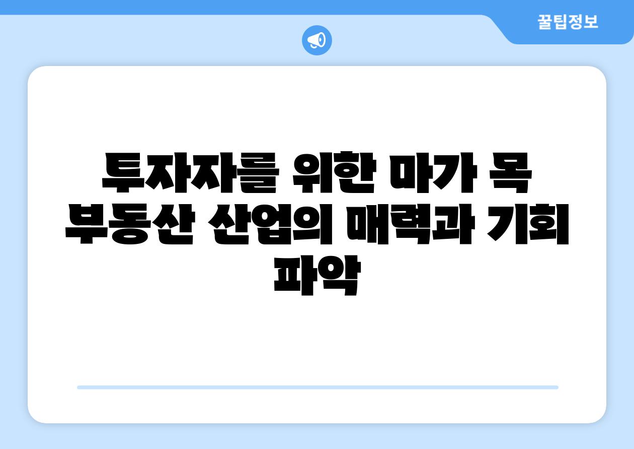 투자자를 위한 마가 목 부동산 산업의 매력과 기회 파악