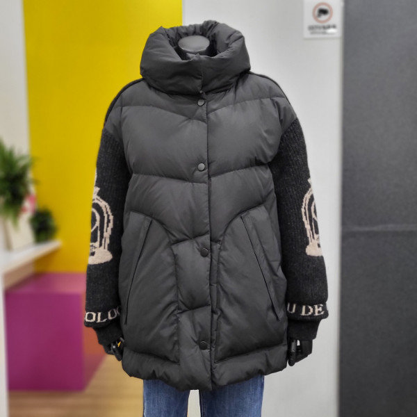 베네통 니트 믹스 구스패딩 BAPDA3261BK