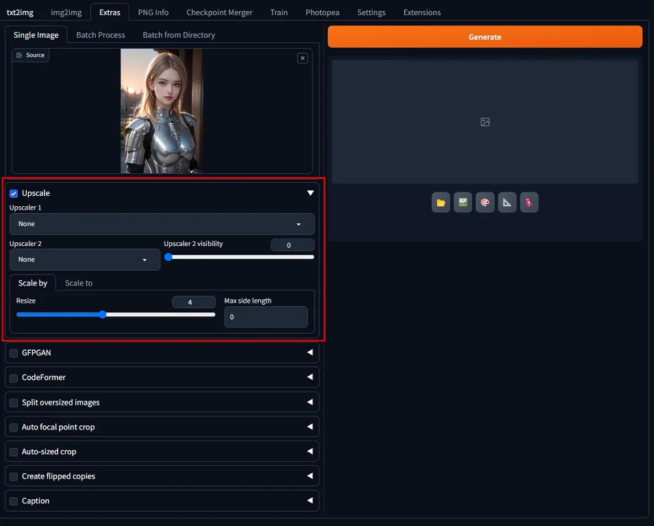 Extras 메뉴 페이지 화면